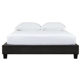 Queen size Modern Dark Chocolate Brown Faux Leather Upholstered Platform Bed Frame